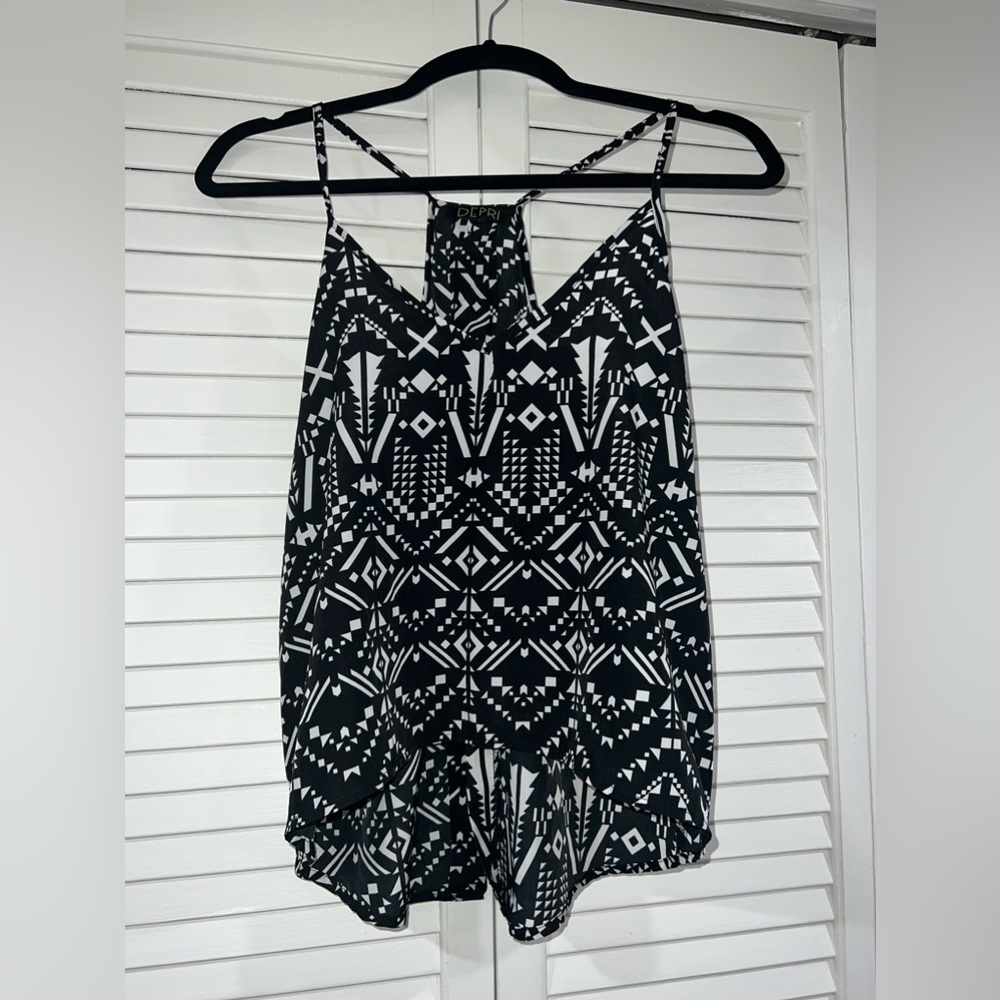 Aztec Geometric Black and White Tank